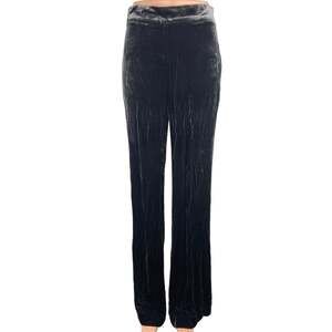 Zara Woman NWT Gray Velour Velvet High Rise Flared Stretch Ankle Pants XS